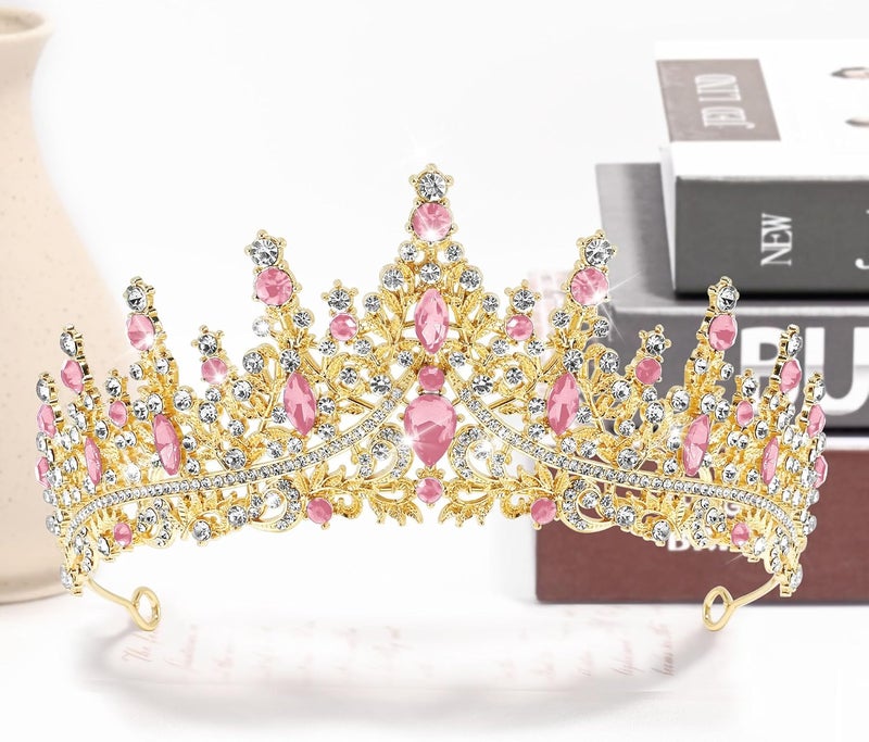 TAROSE Crowns for Women, Queen Crystal Gold Silver Tiaras with White Rhinestone and Combs, Goddess Crown for Wedding Bride Birthday Princess Bridal Shower Hair Accessories for Women - Image 3